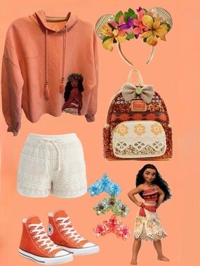 Disney Aulani Resort Moana Cropped Hooded Top Womens XS Embroidered Coral Peach